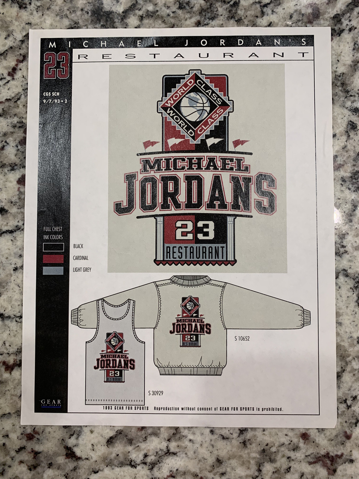 Set Of 4 – 1993 Michael Jordan Restaurant Merch Drawing – One Of A Kind – Bulls