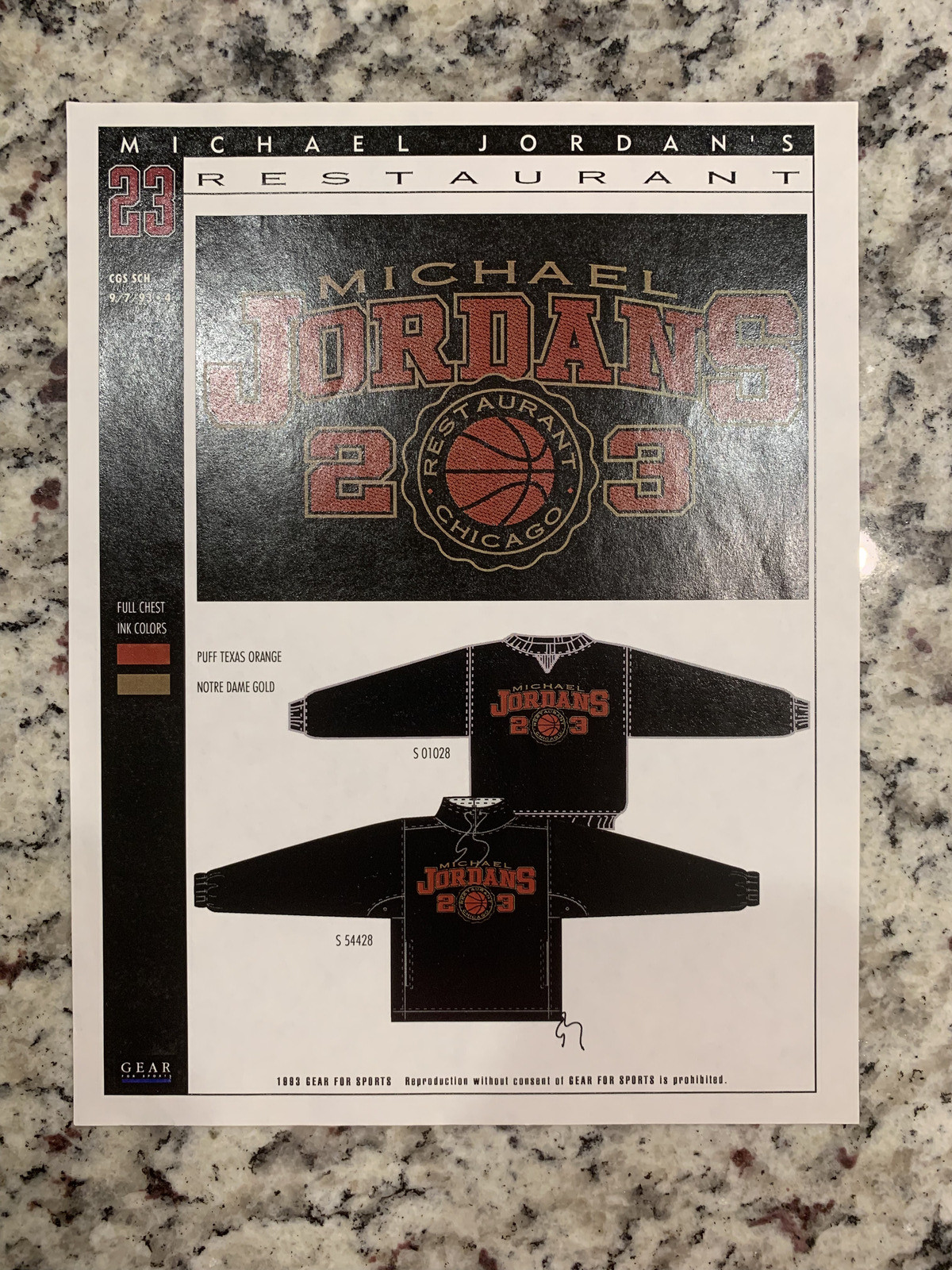 Set Of 4 – 1993 Michael Jordan Restaurant Merch Drawing – One Of A Kind – Bulls