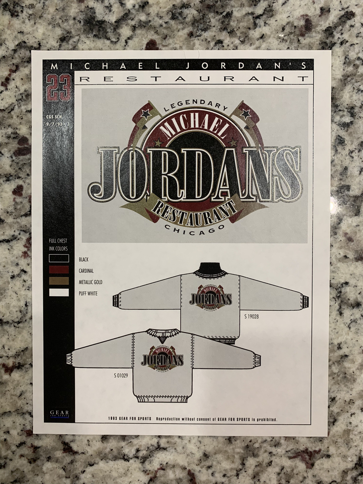 Set Of 4 – 1993 Michael Jordan Restaurant Merch Drawing – One Of A Kind – Bulls